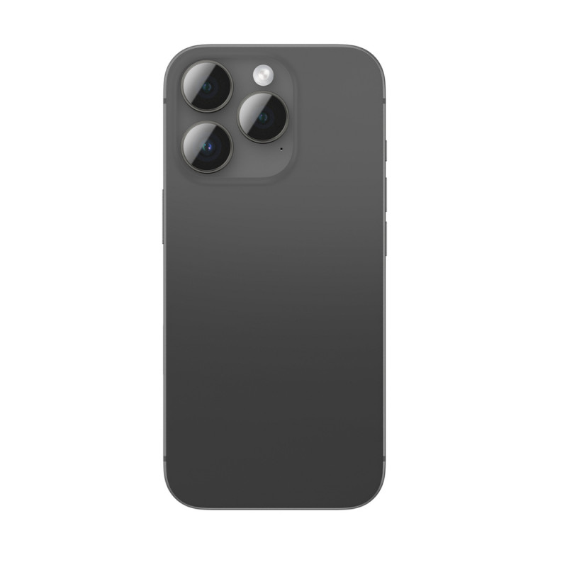 AmazingThing AR Aluminum 3 Lens Glass kaamera objektiivide kaitse raamiga iPhone 16 Pro / 16 Pro Max jaoks, must
