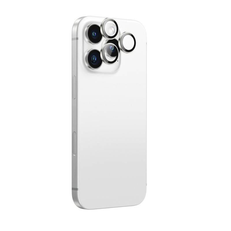 AmazingThing AR Aluminum 3 Lens Glass kaamera objektiivide kaitse raamiga iPhone 16 Pro / 16 Pro Max jaoks, hõbedane