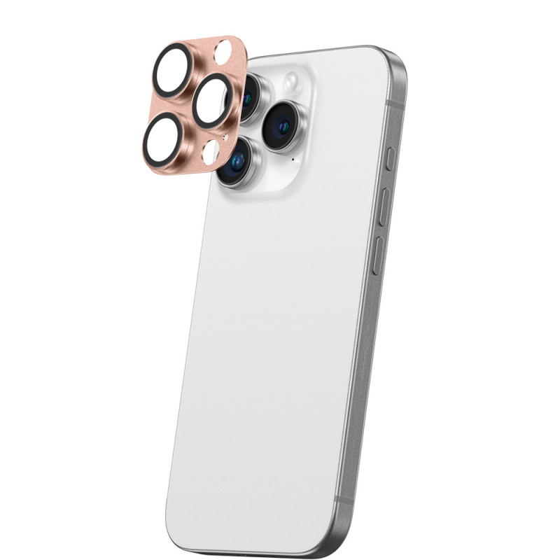 AmazingThing Aviation-Grade Alloy karastatud klaasist kaamera objektiivi kaitse iPhone 16 Pro / 16 Pro Max jaoks, roosa kuld