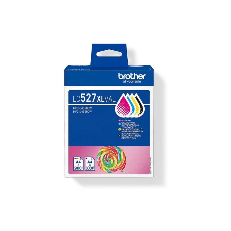 Brother LC527XLVAL tindikassettide komplekt (4 tk), suure mahutavusega, must, kollane, tsüaan, magenta