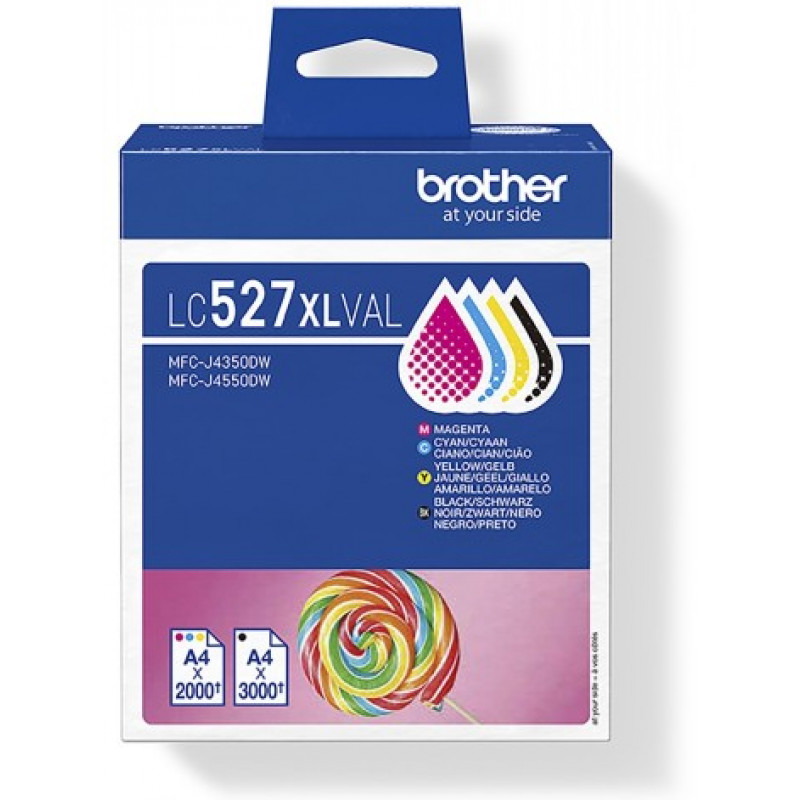 Brother LC527XLVAL tindikassettide komplekt (4 tk), suure mahutavusega, must, kollane, tsüaan, magenta