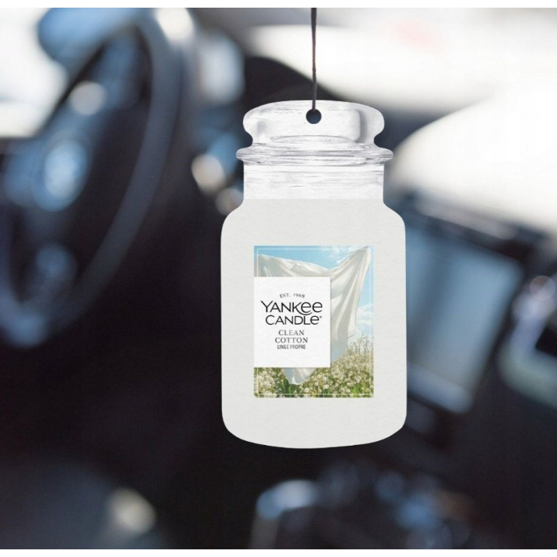 Yankee Candle Clean Cotton rippuv autolõhnastaja, boonuspakend