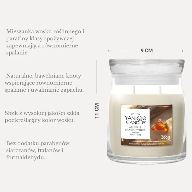 Yankee Candle YC Signature Amber & Sandalwood keskmine küünal