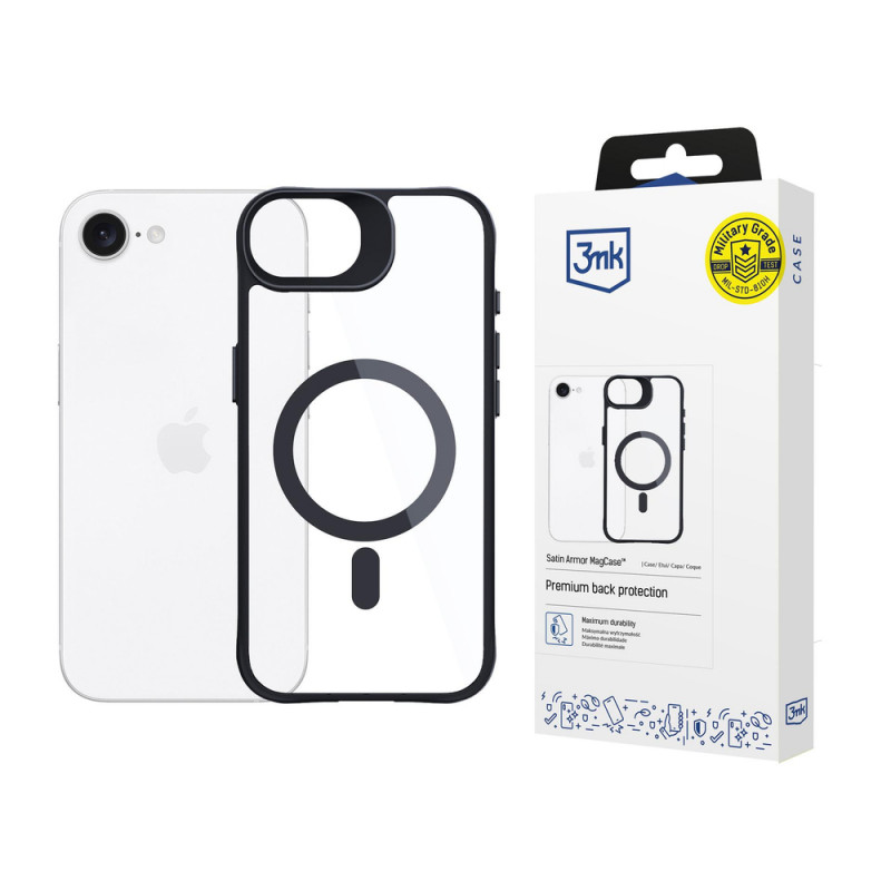 3MK Satin Armor MagCase ümbris Apple iPhone 17e / 16e jaoks, läbipaistev
