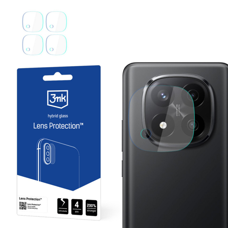 3MK Lens Protection hübriidklaasist kaamera objektiivi kaitse, sobib mudelile Xiaomi Redmi Note 14 Pro+ (4 tk)
