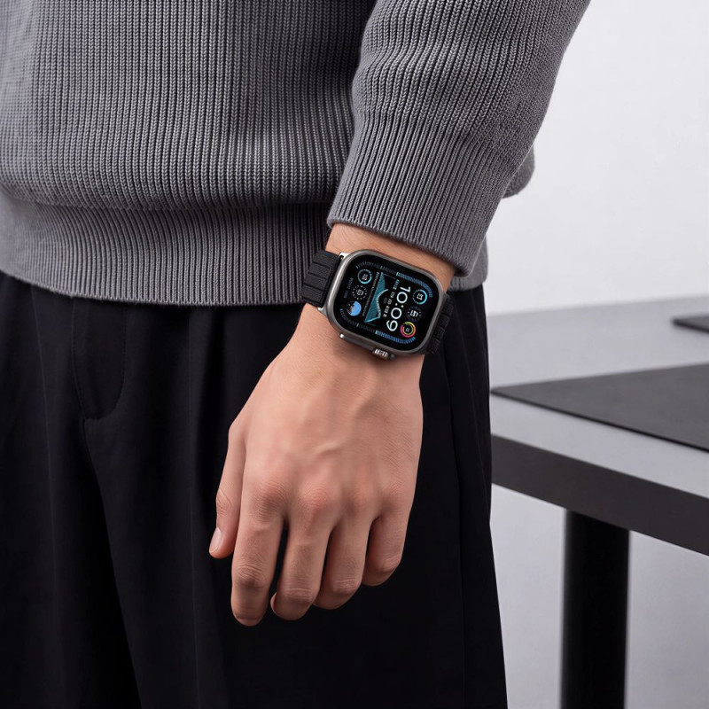 Tech-Protect Nylon Sport rihm Apple Watch 44/45/46/49 mm jaoks, must