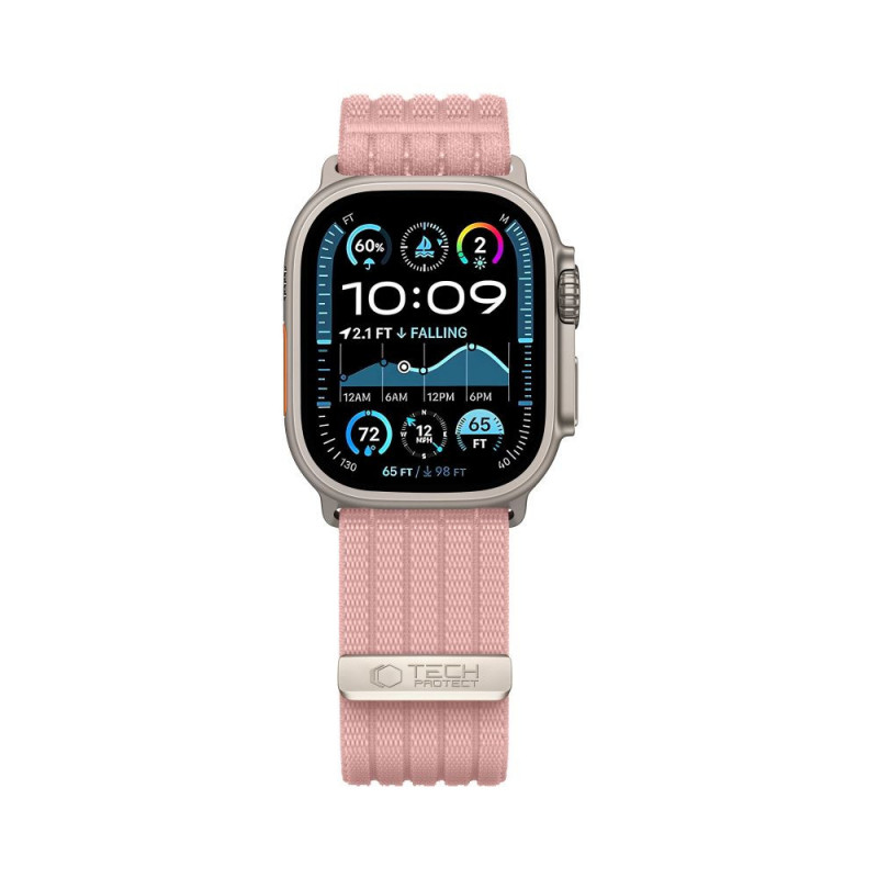 Tech-Protect Nylon Sport rihm Apple Watch 44/45/46/49 mm jaoks, heleroosa