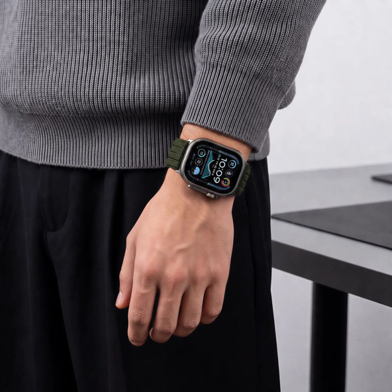 Tech-Protect Nylon Sport rihm Apple Watch 44/45/46/49 mm jaoks, tumeroheline