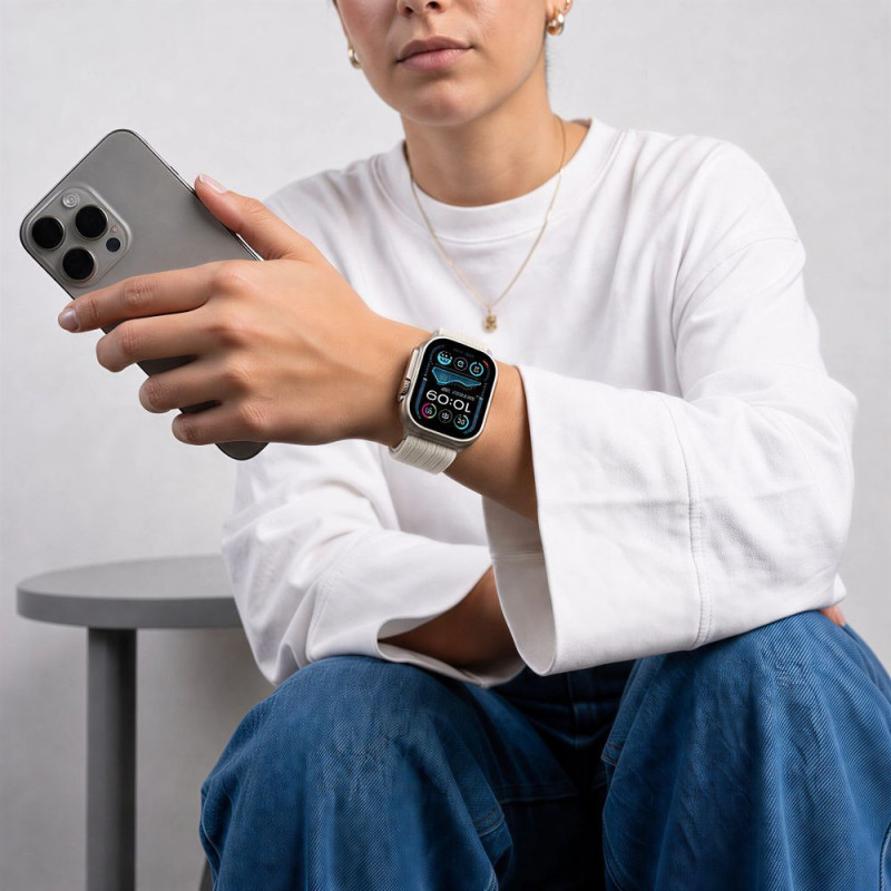 Tech-Protect Nylon Sport rihm Apple Watch 8 / 9 / 10 / 11 / SE / Ultra 44 / 45 / 46 / 49 mm kellale, Starlight