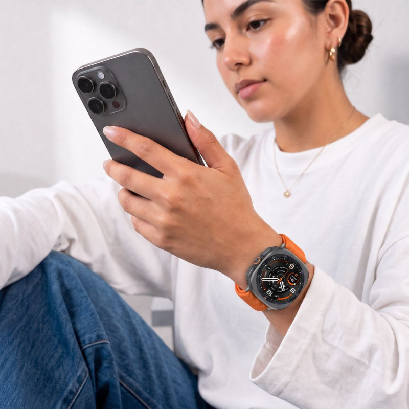 Tech-Protect Nylon Clasp kellarihm, sobib mudelile Samsung Galaxy Watch Ultra 1 / 2 2024-2026 47 mm, oranž