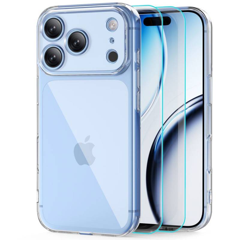 Tech-Protect FlexAir + Glass ümbris karastatud klaasiga (2 tk) telefonile Apple iPhone 17 Pro Max / 18 Pro Max, läbipaistev