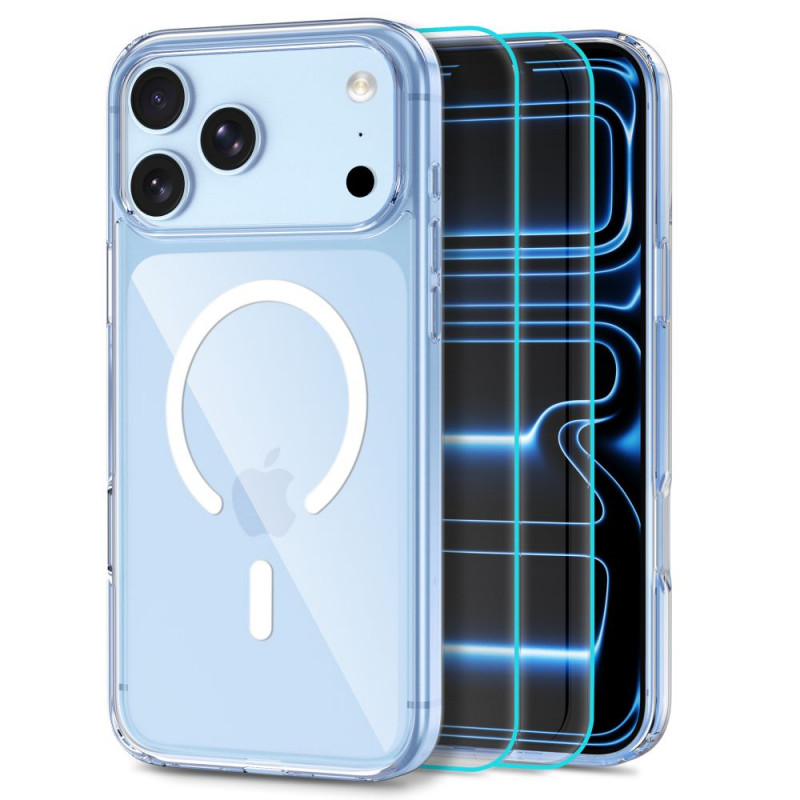Tech-Protect FlexAir Hybrid MagSafe ümbris karastatud klaasiga (2 tk) telefonile Apple iPhone 17 Pro / 18 Pro, läbipaistev