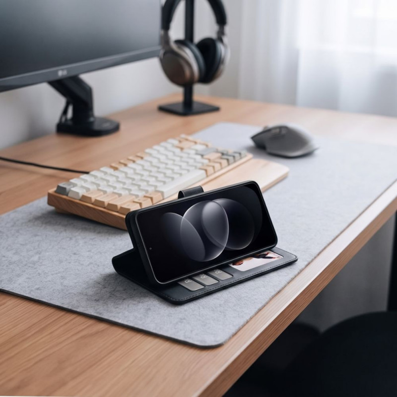 Tech-Protect Wallet ümbris Xiaomi Redmi Note 17 Pro Max 5G, matt must
