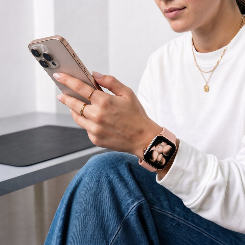 Tech-Protect Silicone rihm Apple Watch 8/9/10/11/12/SE/Ultra 44/45/46/49 mm, tolmune roos