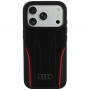 Audi R8 Genuine Leather MagSafe ehtnahast ümbris iPhone 18 Pro / 17 Pro, must ja punane (AUDI000239)