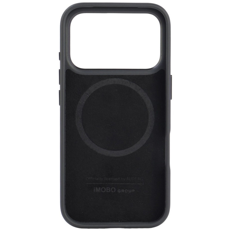 Audi R8 Genuine Leather MagSafe ehtnahast ümbris iPhone 18 Pro / 17 Pro, must ja punane (AUDI000239)