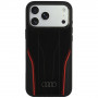 Audi R8 Genuine Leather MagSafe ehtnahast ümbris iPhone 18 Pro Max / 17 Pro Max, must ja punane (AUDI000240)