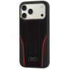 Audi R8 Genuine Leather MagSafe ehtnahast ümbris iPhone 18 Pro Max / 17 Pro Max, must ja punane (AUDI000240)