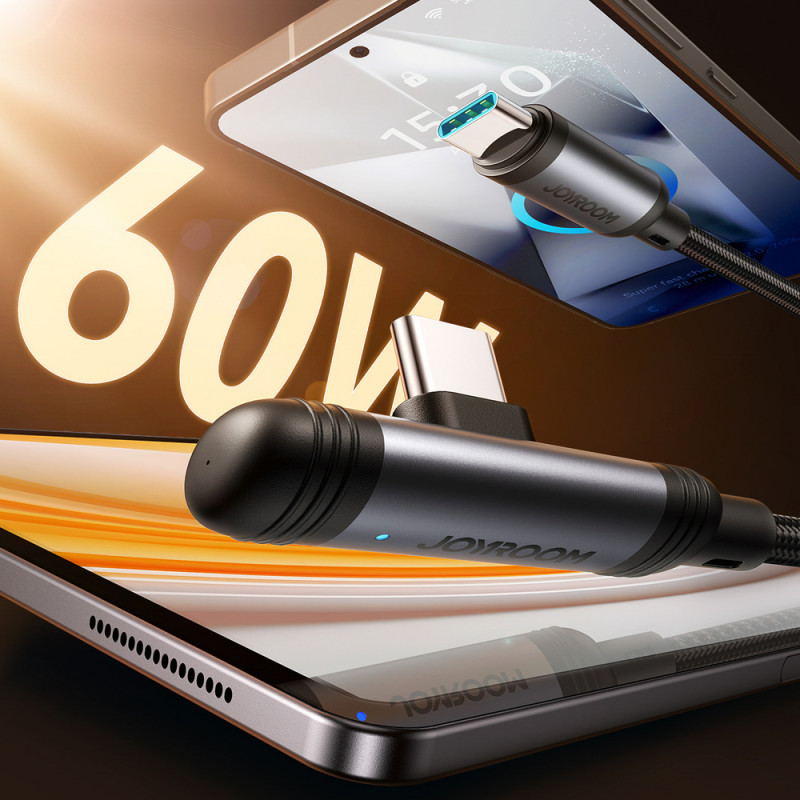 Joyroom EnjoyX Series S-A56 90° USB-C - USB-C kaabel, 60 W, 480 Mbps, 1,2 m, must
