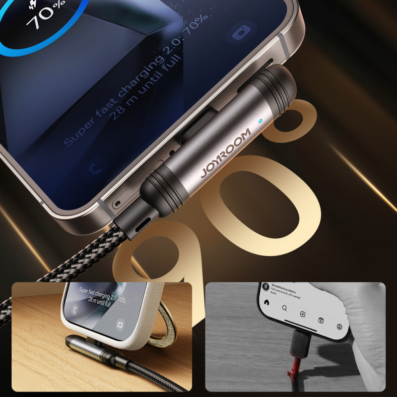 Joyroom EnjoyX Series S-A56 90° USB-C - USB-C kaabel, 60 W, 480 Mbps, 1,2 m, must