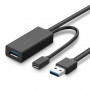 UGREEN US175 USB 3.0 pikenduskaabel micro USB toitepesaga, 5 m, must