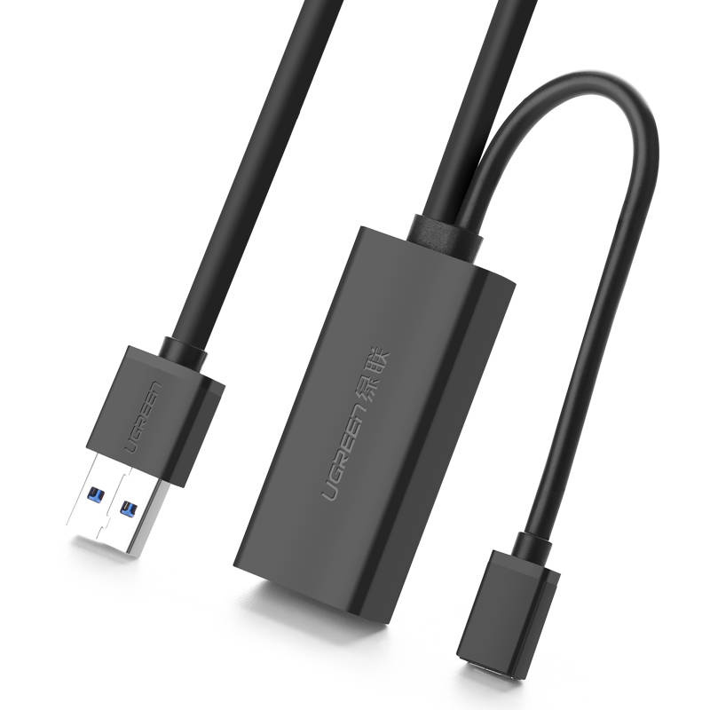 UGREEN US175 USB 3.0 pikenduskaabel micro USB toitepesaga, 5 m, must