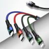 USAMS U26 SJ413USB01 (US-SJ413) 4-ühes nailonpunutud kaabel, 3 m, 2 A (2x Lightning/microUSB/USB-C)
