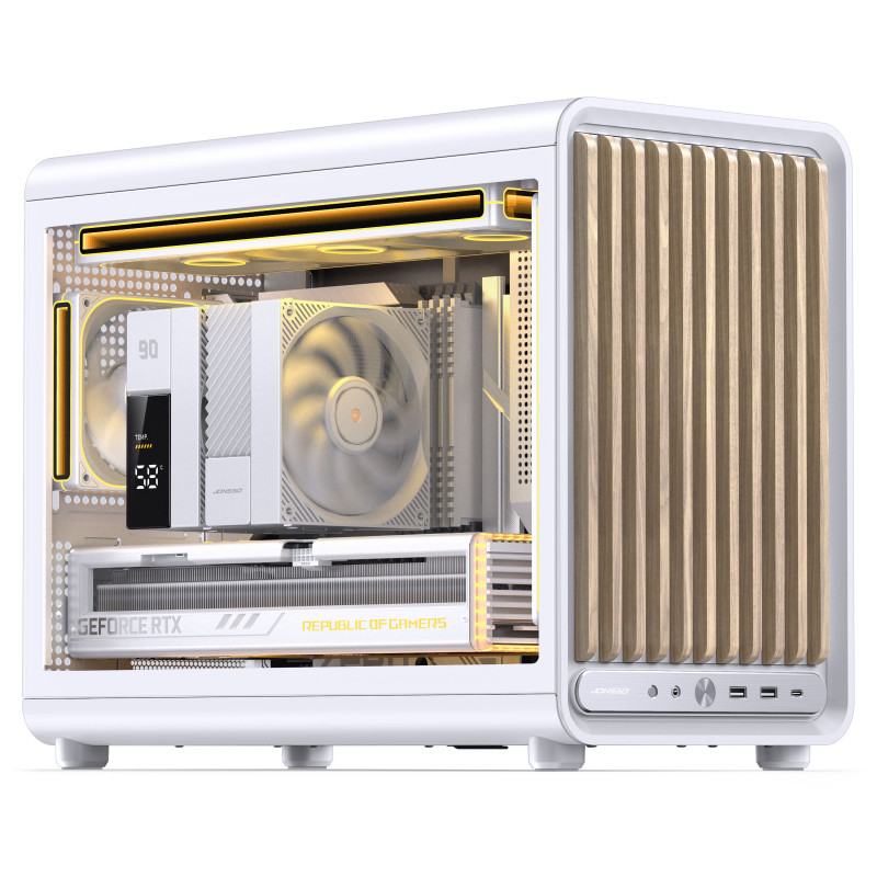Jonsbo D33 Wood arvutikorpus, väike korpus, mATX, karastatud klaas, valge, puit (D33 WD/WHITE)