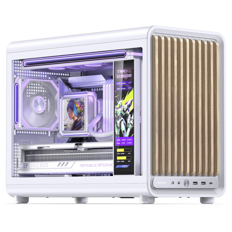 Jonsbo D33 Wood arvutikorpus, väike korpus, mATX, karastatud klaas, valge, puit (D33 WD/WHITE)