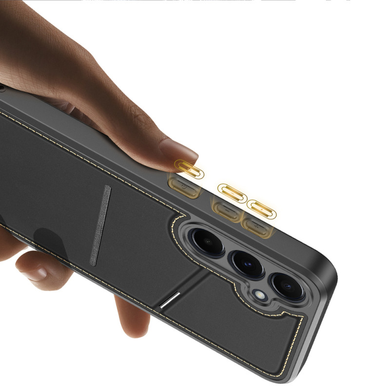 Dux Ducis Rafi II ümbris Samsung Galaxy S25 jaoks alusega ja rahakotiga, must