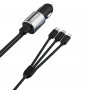 Dudao R5ProN autolaadija sisseehitatud 3-ühes kaabliga (Lightning / USB-C / micro USB), 3,4 A, 1 m, must