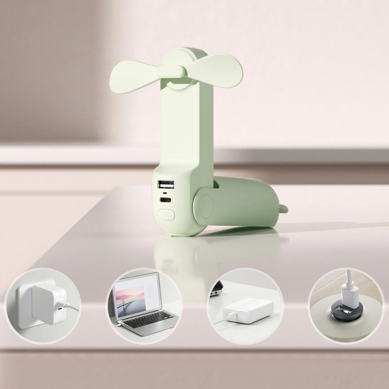 Jisulife Life8 Plus (Handheld Fan) kaasaskantav ventilaator akupanga funktsiooni ja taskulambiga, 4500 mAh, USB-C, roheline