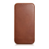 iCarer CE Oil Wax Premium Leather Folio Case magnetiga avatav ümbris iPhone 14 Plus jaoks, MagSafe, pruun (AKI14220707-BN)