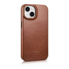 iCarer CE Oil Wax Premium Leather Folio Case magnetiga avatav ümbris iPhone 14 Plus jaoks, MagSafe, pruun (AKI14220707-BN)