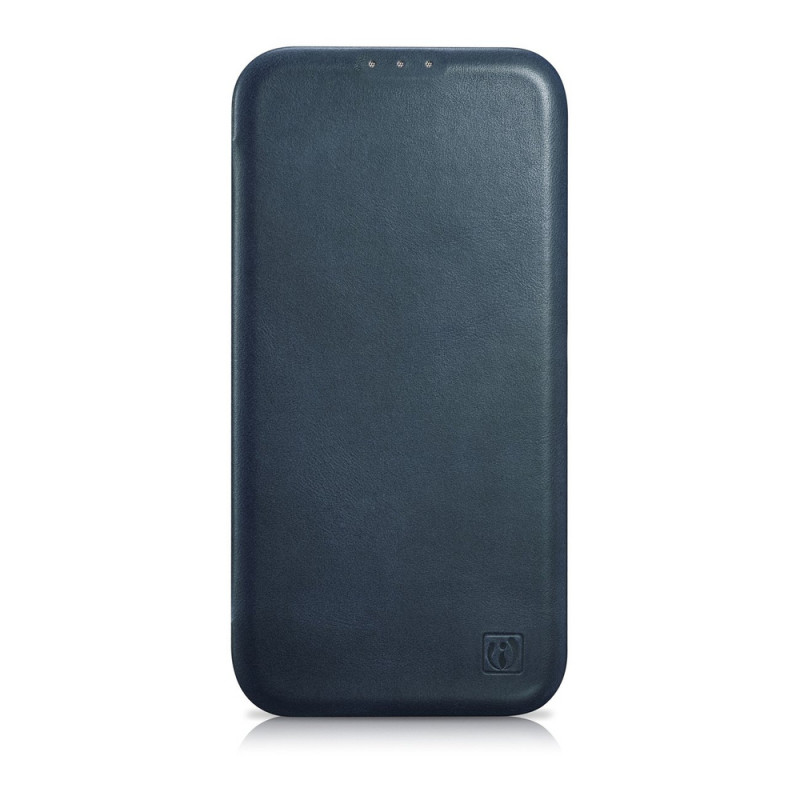 iCarer CE Oil Wax Premium Leather Folio Case magnetiga avatav ümbris iPhone 14 Plus jaoks, MagSafe, sinine (AKI14220707-BU)