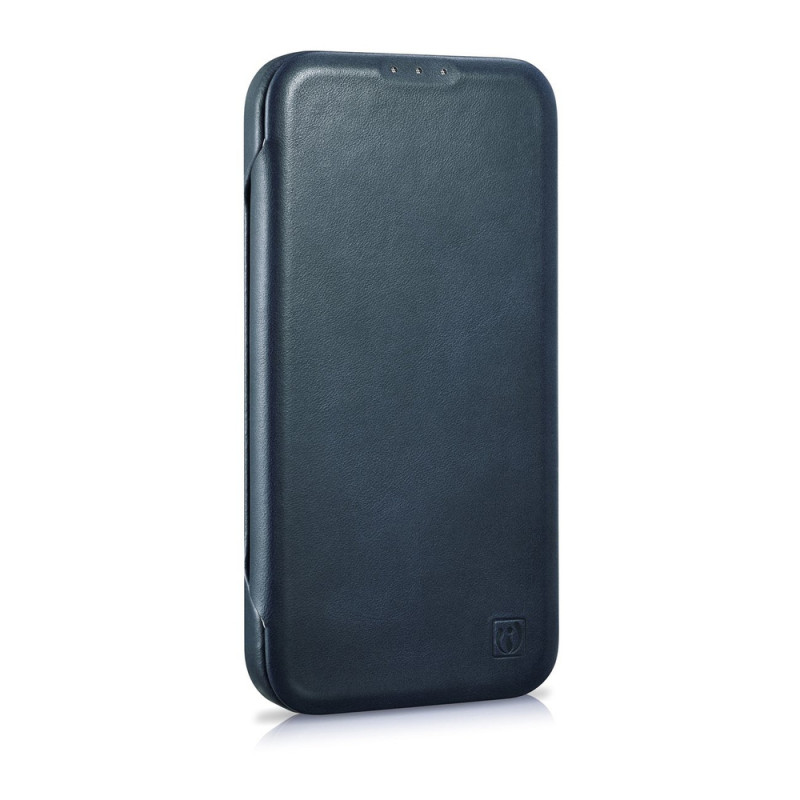 iCarer CE Oil Wax Premium Leather Folio Case magnetiga avatav ümbris iPhone 14 Plus jaoks, MagSafe, sinine (AKI14220707-BU)