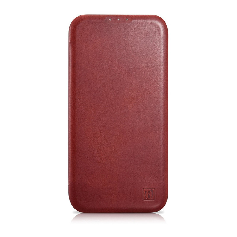 iCarer CE Oil Wax Premium Leather Folio Case magnetiga avatav ümbris iPhone 14 Plus jaoks, MagSafe, punane (AKI14220707-RD)