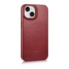 iCarer CE Oil Wax Premium Leather Folio Case magnetiga avatav ümbris iPhone 14 Plus jaoks, MagSafe, punane (AKI14220707-RD)