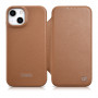 iCarer CE Premium Leather Folio Case magnetiga avatav ümbris iPhone 14 Plus jaoks, MagSafe, pruun (WMI14220715-BN)