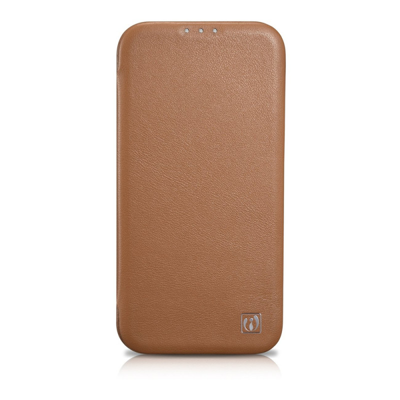 iCarer CE Premium Leather Folio Case magnetiga avatav ümbris iPhone 14 Plus jaoks, MagSafe, pruun (WMI14220715-BN)