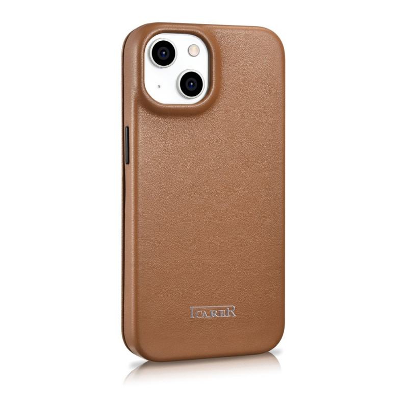 iCarer CE Premium Leather Folio Case magnetiga avatav ümbris iPhone 14 Plus jaoks, MagSafe, pruun (WMI14220715-BN)
