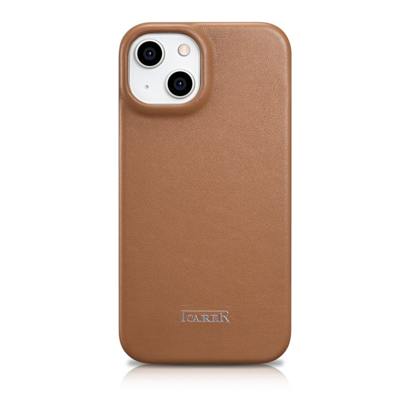 iCarer CE Premium Leather Folio Case magnetiga avatav ümbris iPhone 14 Plus jaoks, MagSafe, pruun (WMI14220715-BN)