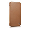iCarer CE Premium Leather Folio Case magnetiga avatav ümbris iPhone 14 Plus jaoks, MagSafe, pruun (WMI14220715-BN)