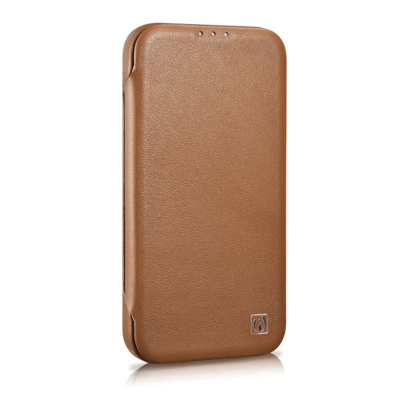 iCarer CE Premium Leather Folio Case magnetiga avatav ümbris iPhone 14 Plus jaoks, MagSafe, pruun (WMI14220715-BN)