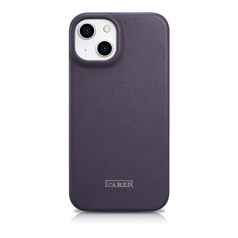 iCarer CE Premium Leather Folio Case magnetiga avatav ümbris iPhone 14 Plus jaoks, MagSafe, tumelilla (WMI14220715-DP)