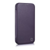 iCarer CE Premium Leather Folio Case magnetiga avatav ümbris iPhone 14 Plus jaoks, MagSafe, tumelilla (WMI14220715-DP)