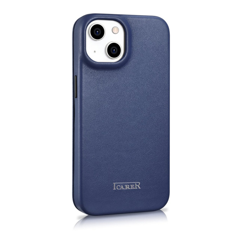 iCarer CE Premium Leather Folio Case magnetiga avatav ümbris iPhone 14 Plus jaoks, MagSafe, sinine (WMI14220715-BU)