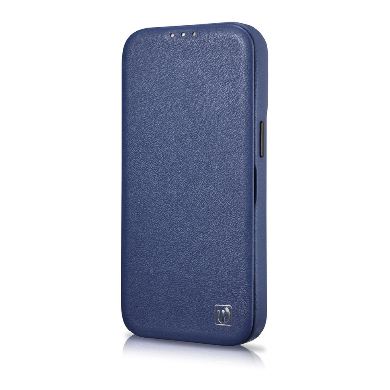 iCarer CE Premium Leather Folio Case magnetiga avatav ümbris iPhone 14 Plus jaoks, MagSafe, sinine (WMI14220715-BU)