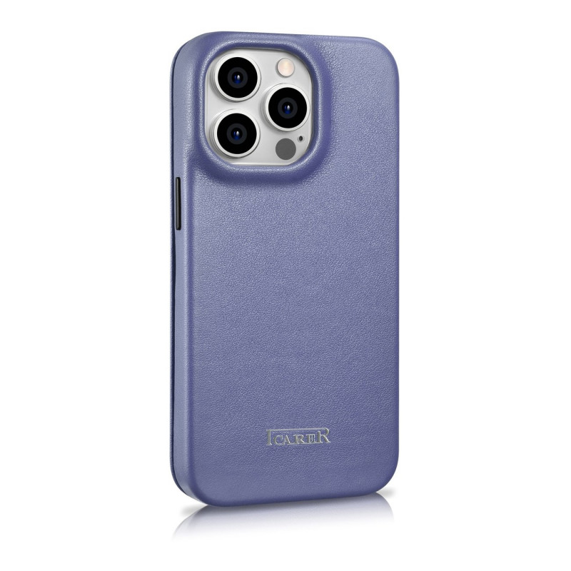 iCarer CE Premium Leather Folio Case nahkümbris Apple iPhone 14 Pro Max jaoks, MagSafe, helelilla (ICR419)