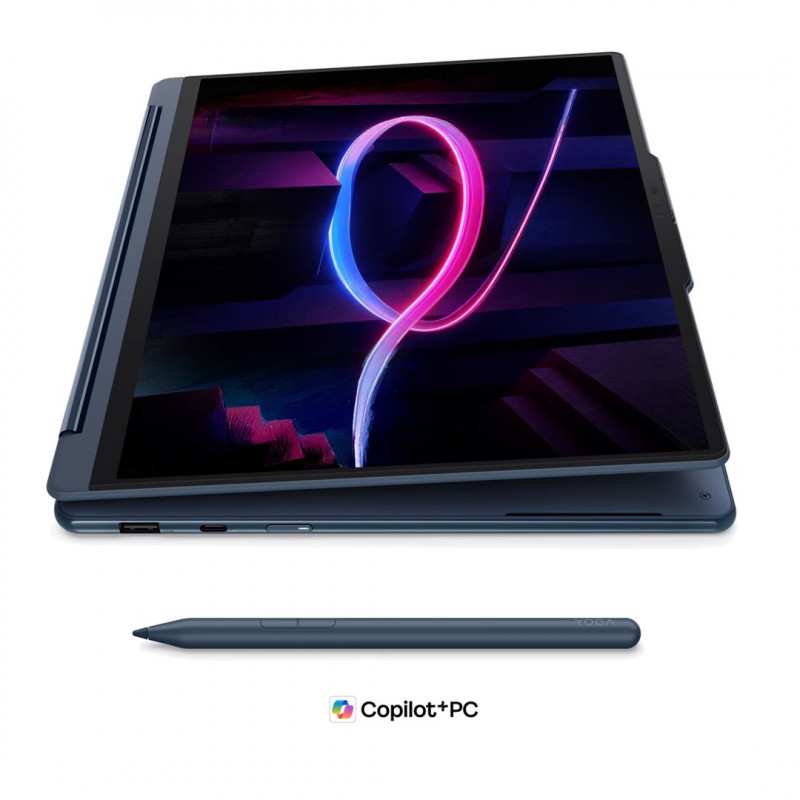 Lenovo Yoga 9i 2-in-1 Aura Edition 14IPH11 83SE001XPB sülearvuti, 14" 2,8K OLED puuteekraan, Intel Core Ultra 7 355, 32 GB RAM, 512 GB SSD, sinine